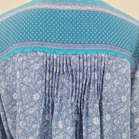 GAP Blue Floral Print Peasant Cottage Core Boho Top - Picture 8 of 11